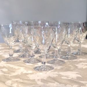 Bakers dozen of iridescent water / wine glasses by Fosteria  in Shell Pearl